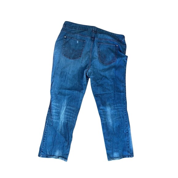 Lane Bryant High Rise Embroidered Straight Leg Denim Blue Jeans Size 26 - Picture 3 of 5